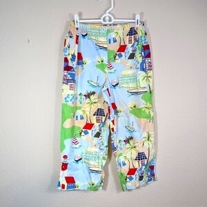 Summer Fun Print Cropped Cotton Pajama Lounge Pants